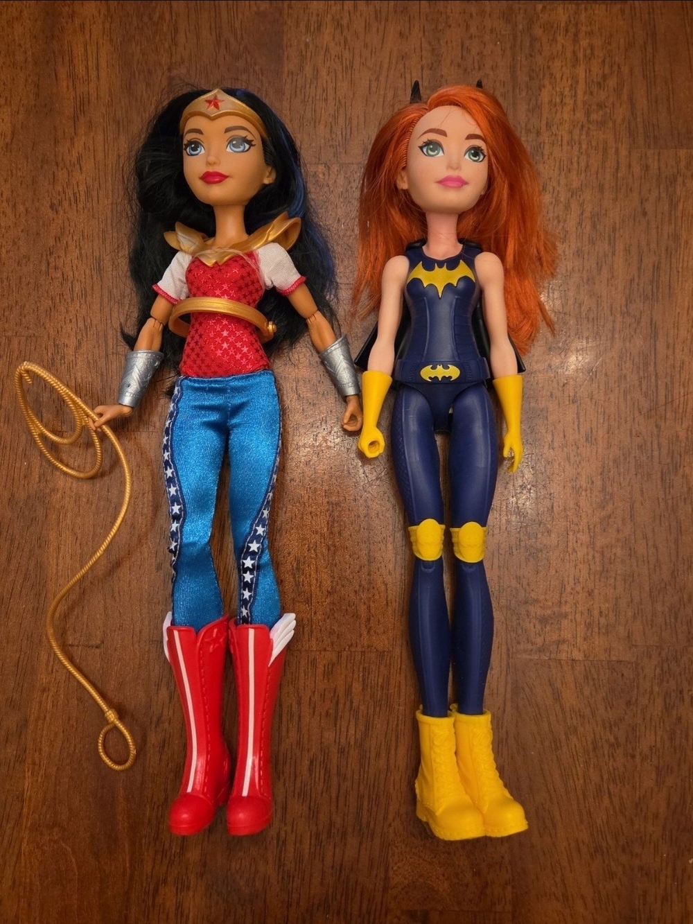 Wonder Woman & Batgirl Styled Kids Doll Set - Red, Blue, Yellow